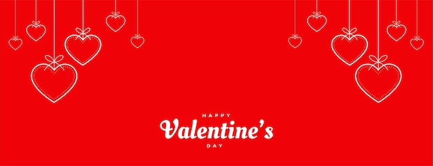 Banner decorativo de corações vermelhos do dia de valentins