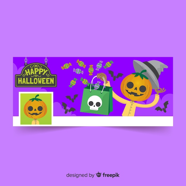 Vetor grátis banner decorativo facebook com conceito de halloween