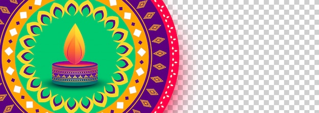 Vetor grátis banner decorativo festival de diwali colorido com espaço de imagem