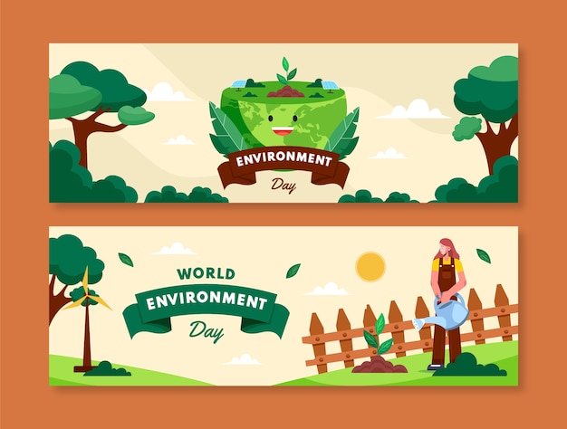 Banner desenhado à mão do dia mundial do meio ambiente