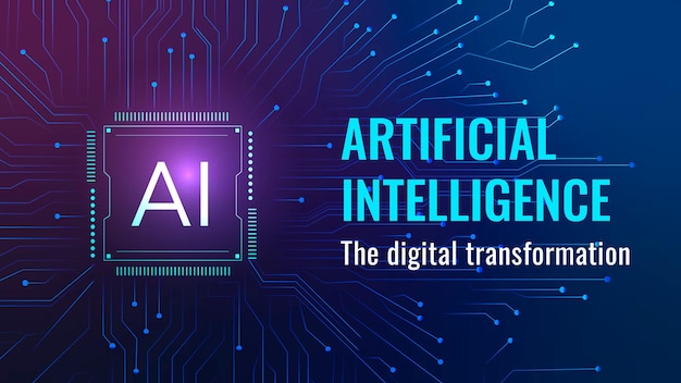 Banner do blog de tecnologia futurista de vetor de modelo de tecnologia de IA disruptiva