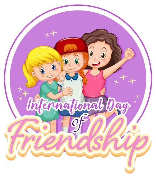Vetor grátis banner do dia internacional da amizade com grupo de crianças