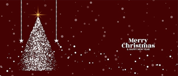 Banner do festival de feliz natal com vetor de árvore de natal pontilhada