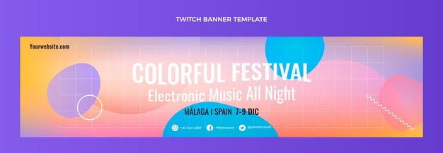 Banner do festival de música colorida gradiente