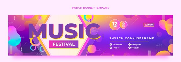 Banner do festival de música colorida gradiente