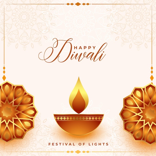 Banner elegante do festival deepavali com diya brilhante e ilustração vetorial de design floral