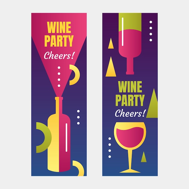 Vetor grátis banner gradiente de festa de vinho