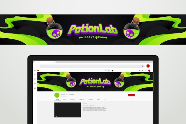 Vetor grátis banner gradiente do canal do youtube