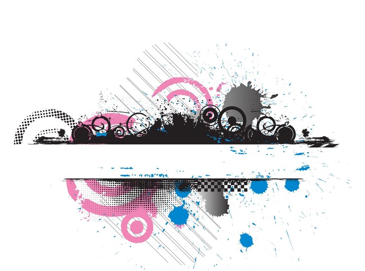 Vetor grátis banner grunge com um banner de tira de drible de tinta com espaço de sua ilustração vetorial de texto