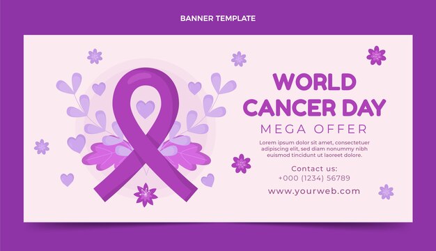 Banner horizontal da venda do dia do câncer no mundo plano