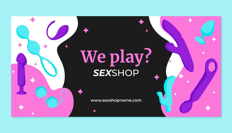 Vetor grátis banner horizontal de brinquedos sexuais desenhados à mão