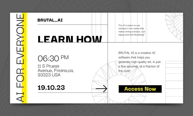 Banner horizontal de brutalismo de design plano
