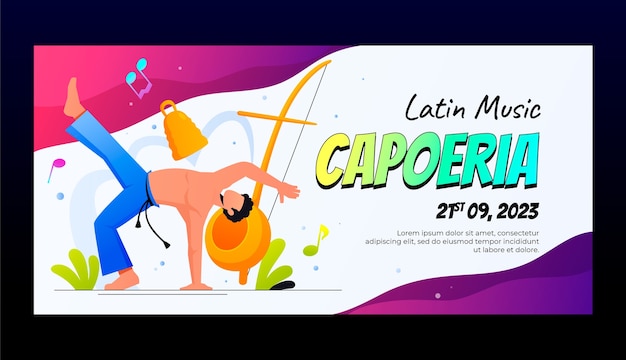 Vetor grátis banner horizontal de capoeira gradiente