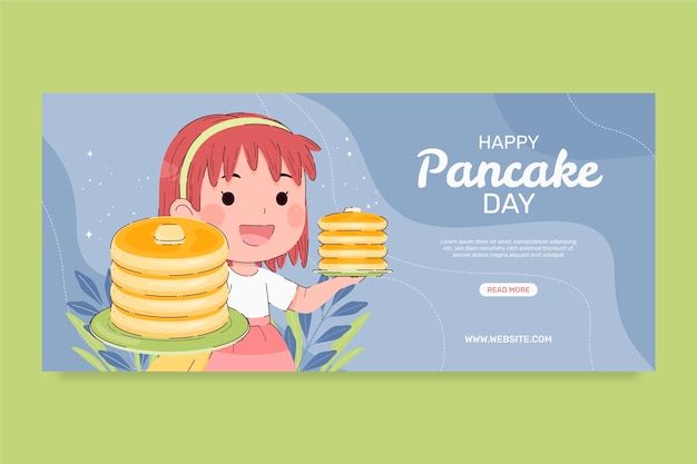 Banner horizontal de dia de panqueca plana