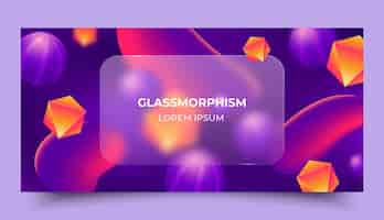 Vetor grátis banner horizontal de morfismo de vidro gradiente