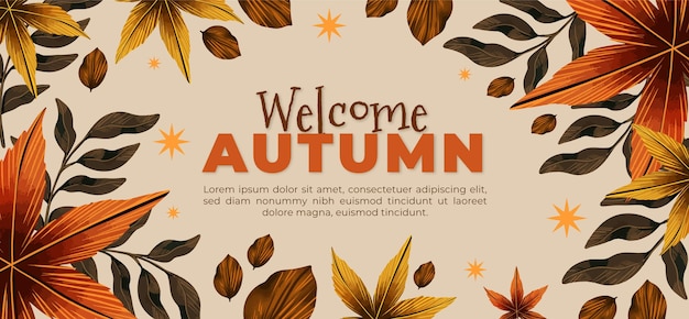 Banner horizontal de outono em aquarela