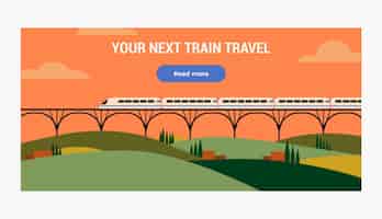 Vetor grátis banner horizontal de viagem de trem de design plano