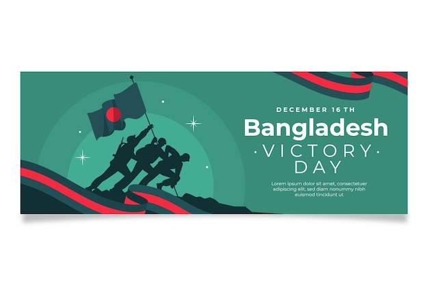 Vetor grátis banner horizontal desenhado à mão no dia da vitória de bangladesh