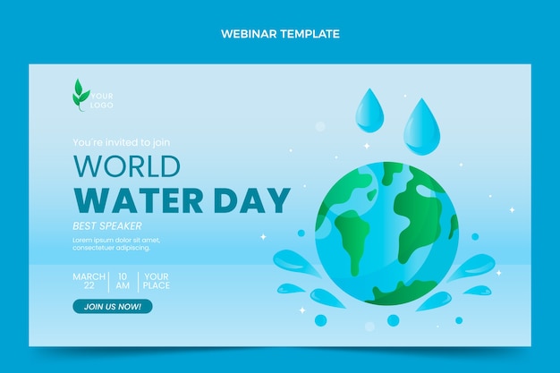 Banner horizontal do dia mundial da água gradiente