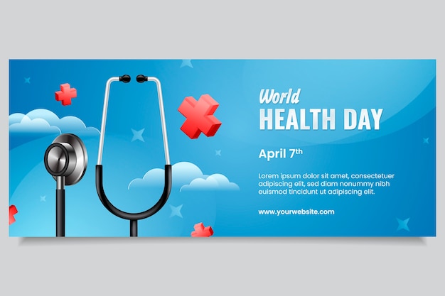 Vetor grátis banner horizontal do dia mundial da saúde gradiente