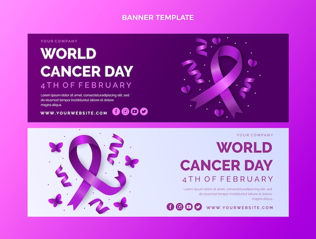 Banner horizontal do dia mundial do câncer realista