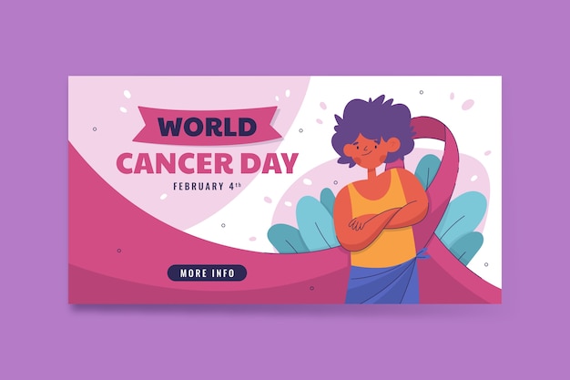 Vetor grátis banner horizontal do dia mundial do câncer