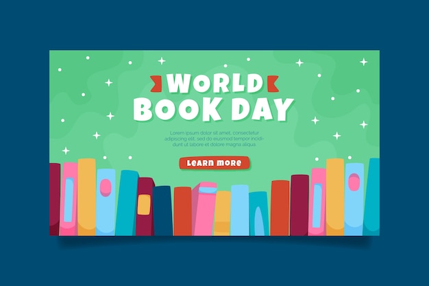 Banner horizontal do dia mundial do livro plano