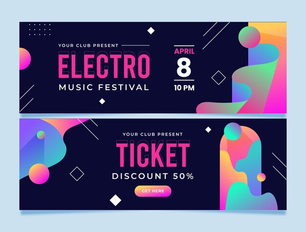 Banner horizontal do festival de música gradiente