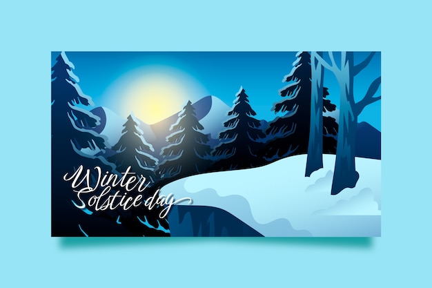 Banner horizontal gradiente de solstício de inverno