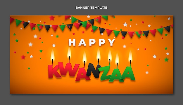 Vetor grátis banner horizontal kwanzaa realista