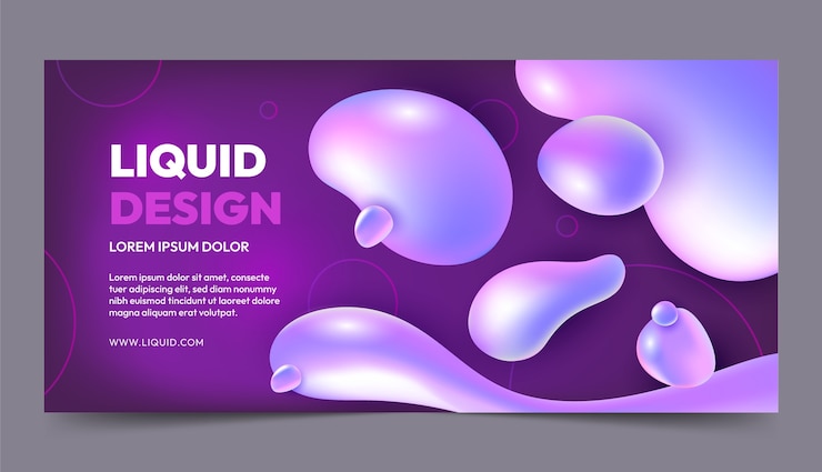Vetor grátis banner horizontal líquido gradiente
