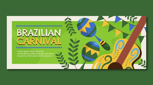 Banner horizontal plano de carnaval brasileiro