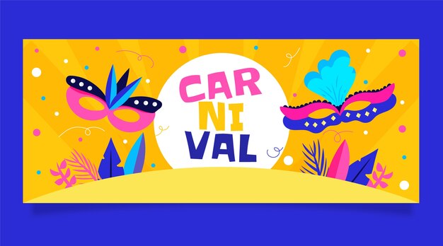 Banner horizontal plano de carnaval brasileiro