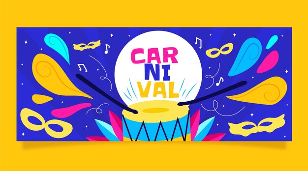 Banner horizontal plano de carnaval brasileiro