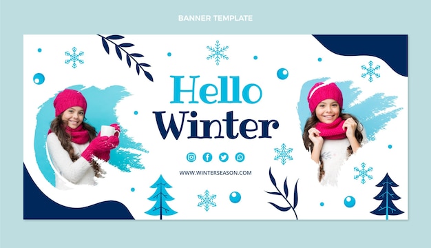 Banner horizontal plano de inverno