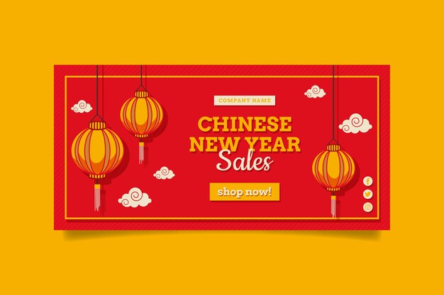 Banner horizontal plano de venda de ano novo chinês