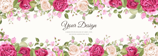 Banner lindo floral e modelo de folhas