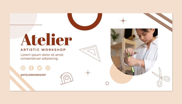 Banner mínimo plano de ateliê
