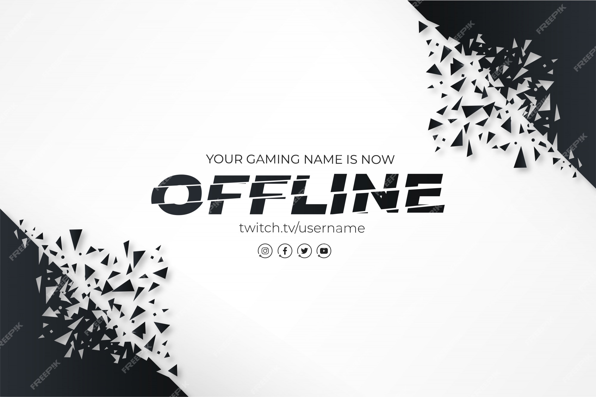 Banner de jogos offline com fundo preto hexagonal