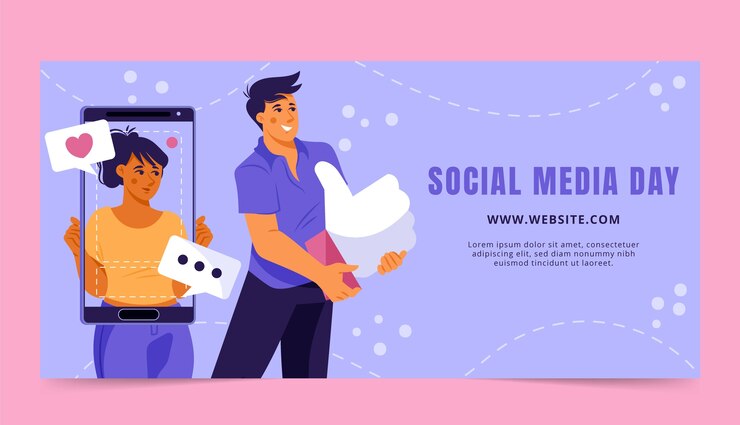 Vetor grátis banner plano desenhado à mão do dia da mídia social