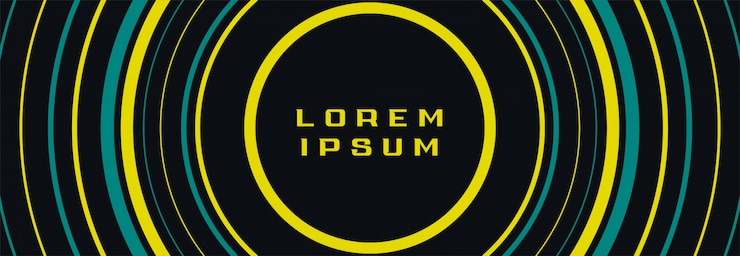 Vetor grátis banner preto com círculos luminosos