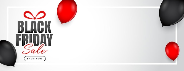 Vetor grátis banner preto de venda na sexta-feira com balões e espaço de texto
