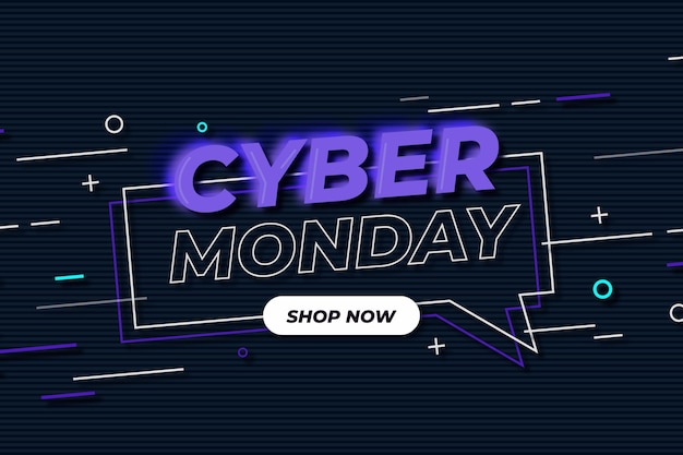 Vetor grátis banner promocional de design plano cyber monday