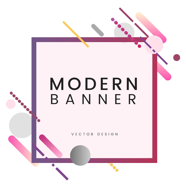 Vetor grátis banner quadrado moderno na ilustração de moldura colorida