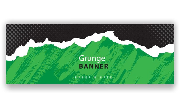 banner rasgado de papel escuro e verde