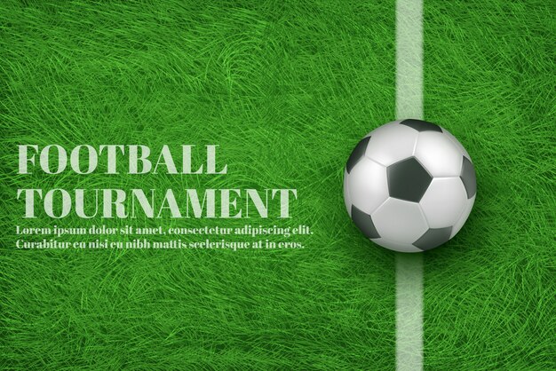 Banner realista 3d de torneio de futebol