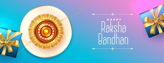 Banner realista de celebração do festival raksha bandhan de estilo moderno