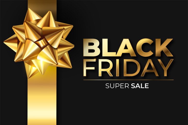 Vetor grátis banner realístico preto e dourado da black friday