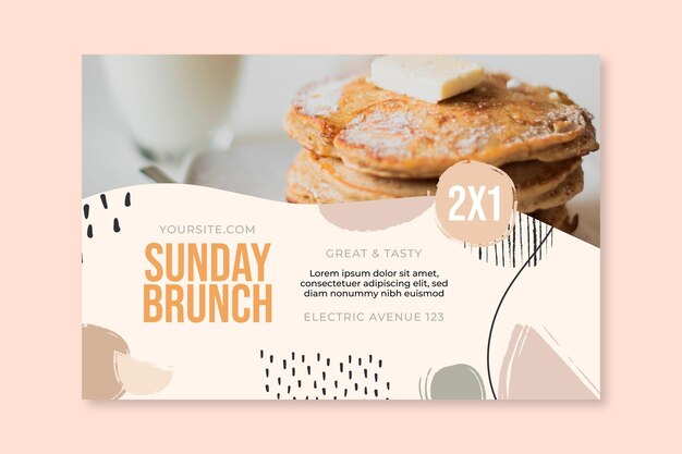 Banner restaurante de comida de brunch de domingo