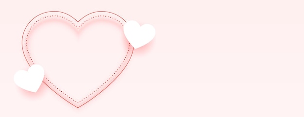 Banner simples de corações de dia dos namorados com espaço de texto